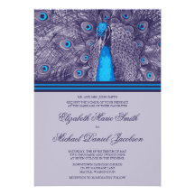 Elegant Purple Teal Peacock Wedding Invitation