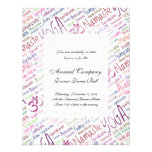 Elegant Purple Yoga Positions Word Cloud Pattern Personalized Announcements