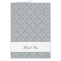 Elegant Quarry Grey Damask Thank You Card cards
