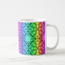 Elegant rainbow scrollwork pattern mug