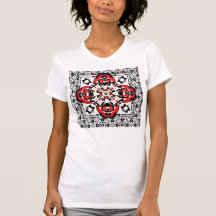 Elegant Red and Black Christmas Damask Ornament T Shirt