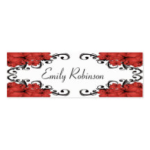 Elegant Red and Black Flowers Business Card
