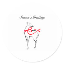 Elegant Red Bow Deer Round Sticker