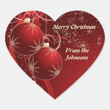 Elegant Red Christmas Heart Sticker