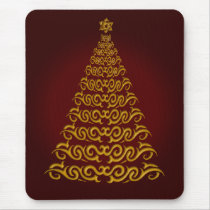 Elegant Red Christmas Tree Mouse Pad