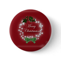 Elegant Red Christmas Wreath Buttons