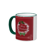 Elegant Red Christmas Wreath Coffee Mugs