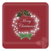 Elegant Red Christmas Wreath Stickers
