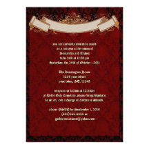 Elegant Red Damask Goth Wedding Invitation