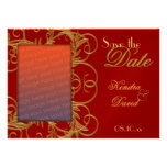 Elegant Red Gold "Save the Date" Flourish Cards Custom Invite