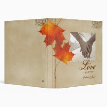 Elegant Red Maple Leaves Fall Wedding 3 Ring Binder