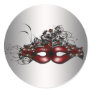 Elegant Red Masquerade Mask Silver Envelope Seal Sticker