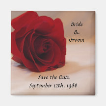 Elegant Red Rose Save the Date Magnets