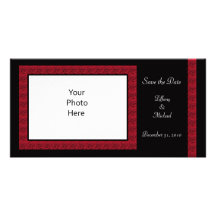 Elegant Red Rose Wedding Save the Date Photo Card