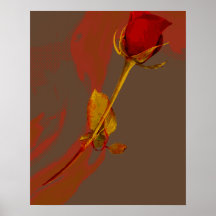 elegant red rose with a golden touch print