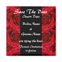 Elegant red roses save the date magnets