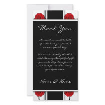Elegant red roses - wedding thank you cards