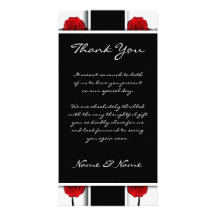 Elegant red roses - wedding thank you cards photo greeting card