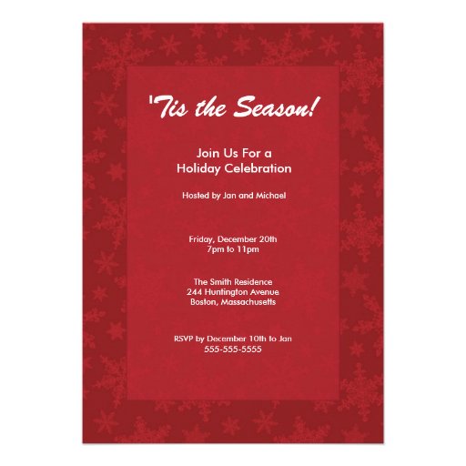 Elegant Red Snowflake Holiday Party Invitation