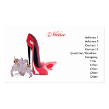 Elegant Red Stiletto Shoes and Lilies Business Car Business Card Template
