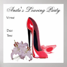 Elegant Red Stiletto Shoes and Lilies Leaving Post Print