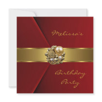 Elegant Red Velvet gold jewel Invitation
