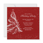 Elegant Red & White Holiday Christmas Party Personalized Announcement