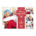 Elegant  Red & White Snow 4 Photo Greeting Card Invite