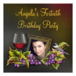 Elegant Red Wine Womans Photo Birthday Party Personalized Invitation