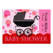 Elegant Retro Baby Carriage - Baby Shower Party Custom Invite
