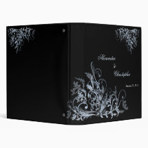 Elegant Retro Blue Flower Swirls Album Binder