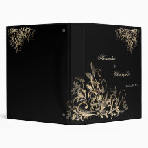 Elegant Retro Gold Flower Swirls Album Binder