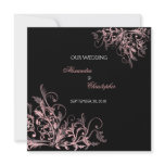 Elegant Retro Pink Flower Swirl Wedding Custom Invitations