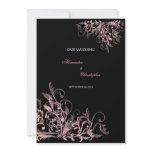 Elegant Retro Pink Flower Swirl Wedding Invites