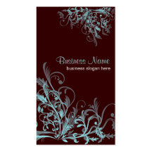 Elegant Retro Turquoise Flower Swirls 3 Business Cards