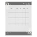 Elegant Retro White Flower Swirls Receipt Customized Letterhead
