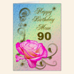 Elegant rose 90th birthday card for Mom cards
