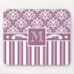 Elegant Rose Pink and White Art Deco Damask Floral Mouse Pads