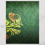 elegant roses on green damask design flyer design