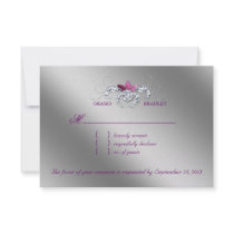 Elegant RSVP Wedding Reply Card Sparkle Purple Lea Custom Invitations