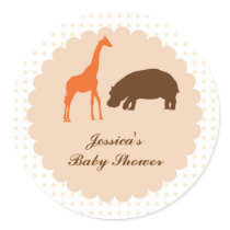 Elegant Safari Animals Baby Shower Favour Sticker stickers