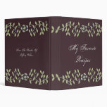 Elegant Sage Leaves Recipe Book 3 Ring Binder
