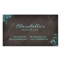 Elegant Salon Spa Floral Butterfly Blue Brown Business Card Template