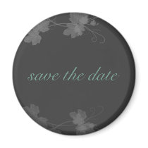 Elegant Save The Date Blue and Black and White Vin Fridge Magnet