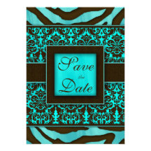 Elegant Save the Date Card Zebra Damask BB Personalized Invitation