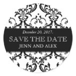 Elegant Save the Date Damask Stickers Black