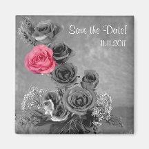 Elegant Save the Date Pink Rose Magnets