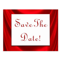 Elegant Save The Date Red Satin Postcards