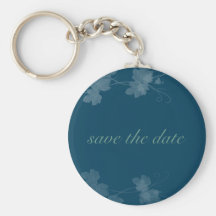 Elegant Save The Date Vines Blue Key Chain