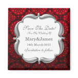 Elegant Save The Date Wedding Mod Lace Red Refrigerator Magnet